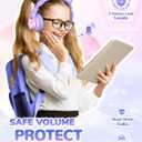 iClever Cat Ear Kids Bluetooth Headphones, LED Lights Up, 74/85dBA Volume Limited, 50H Playtime,Bluetooth 5.2, USB C, Kids Headphones Wireless for Travel iPad Tablet, Meow Macaron-Gradient Pink