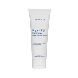 VASANTI BrightenUp! Exfoliator (120g) | Physical + Chemical Facial Exfoliator Scrub with Instant Results for Soft, Smooth and Radiant Skin | Enriched with Papaya, Microcrystals and Aloe | 99% Natural