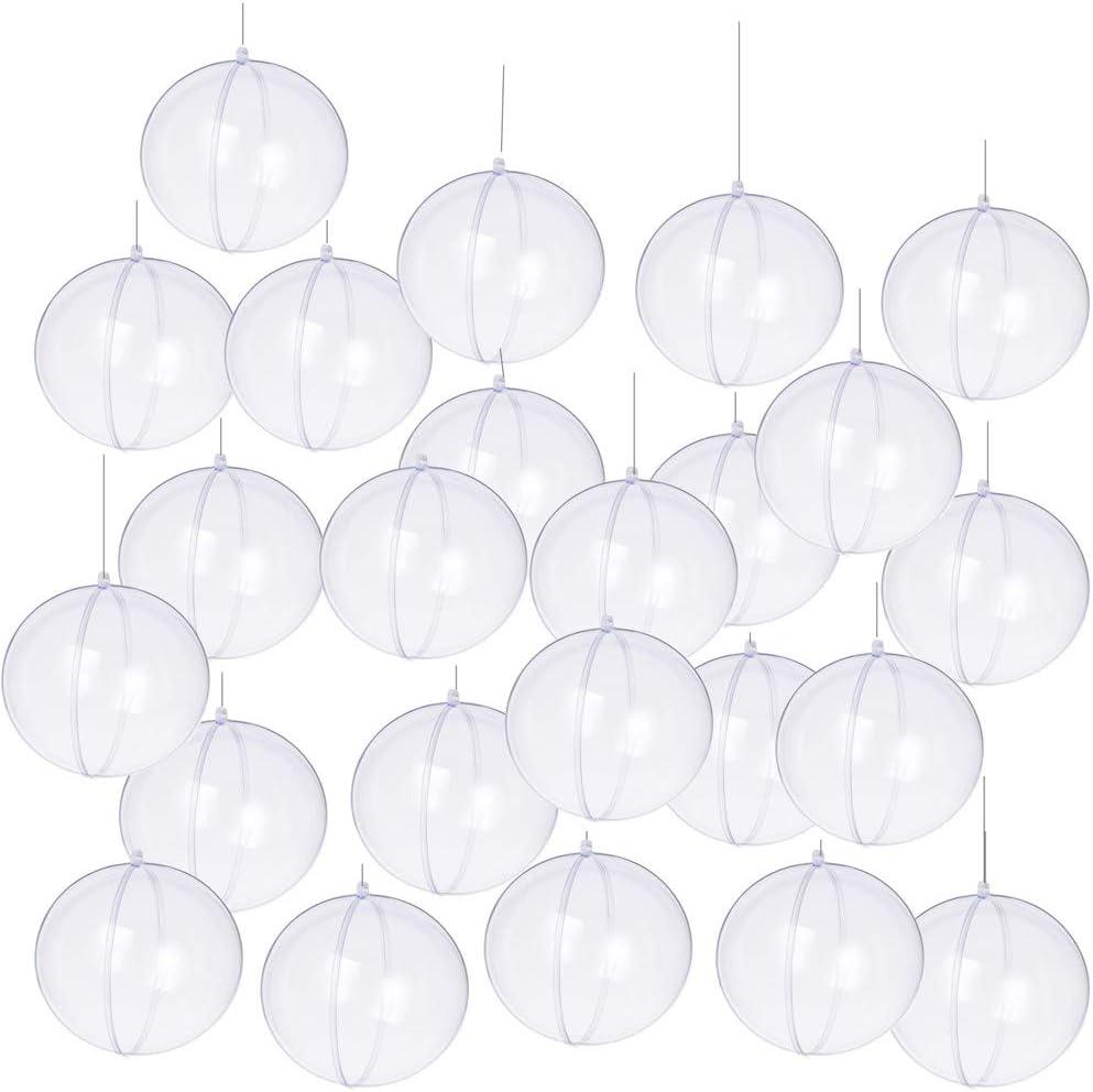 24PCS Clear Plastic Acrylic Fillable Ball Ornament Set, Transparent DIY Craft Ball for Christmas Tree Ornaments, Wedding and Birthday Party Decorations(60mm/ 2.36 Inches 24pcs)