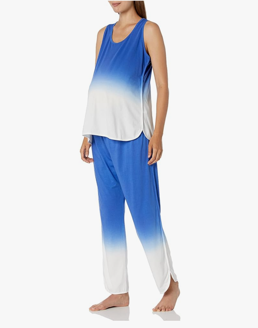 Cosabella Women's Florida Lounge Printed Maternity Tank Top & Pant, Mare Ombre, Extra Small