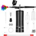 Airbrush Kit, Rechargeable Cordless Airbrush with Compressor, Non-Clogging High-Pressure Air Brush Set with 0.3mm Nozzle and Cleaning Brush Set for Makeup, Barber, Nail Art, Cake Decor
