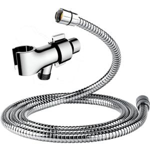 Shower Hose & Holder for Handhelds, 79" Extra Long Shower Hose, Built-in Explosion-Proof Braided Mesh Anti-leakage, 304 Stainless Steel Chrome Plated, with Shower Head Holder (chrome)