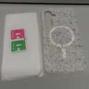 MZELQ for Samsung Galaxy S25 Plus Case, Compatible with MagSafe, Shower Black, Shockproof, Drop Proof, Glitter Cover -White
