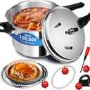 6 Quart Aluminum Pressure Cooker, Heavy Duty Commercial Grade, Fast Cooking, Energy Saving, Safe Locking Lid, Ideal for Canning, Soups, Meats, Beans, Large Family & Restaurant Use