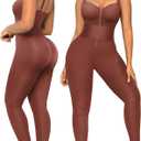 SHAPELLX Jumpsuits for Women Tummy Control One Piece Outfit Yoga Athletic Rompers Sleeveless Bodycon Shapewear (Brown), XL