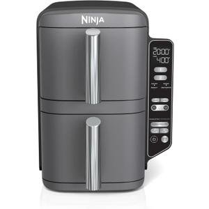 Ninja SL400 DoubleStack XL 2-Basket Air Fryer, Cooks 4 Foods at Once, Compact Design, 10 QT, 4-in-1, Smart Finish & Match Cook, Air Fry, Broil, Bake, Easy Meals, Easy Clean, Grey