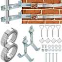 2 Set TV Antenna Chimney Y-Mount Kit 18ft Stainless Steel Straps 4 Inch Standoff Pole Steel Galvanized Mast Bracket Wall Mounting Heavy Duty for Cb Ham Home Outdoor Weather Station