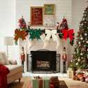 12 Pcs Velvet Bows for Christmas Tree 6 Inch, Vintage Christmas Bows Holiday Ornaments Wreath Gift Bow for Garland DIY Craft Wrapping Decor (Red, Khaki, Brown, Green)