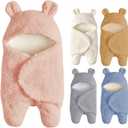 Baby Swaddle Blanket Boys Girls Cute Bear Plush Essential Receiving Blanket Ultra-Soft Newborn Registry Sleeping Wraps for Infant 0-6 Months - Pink