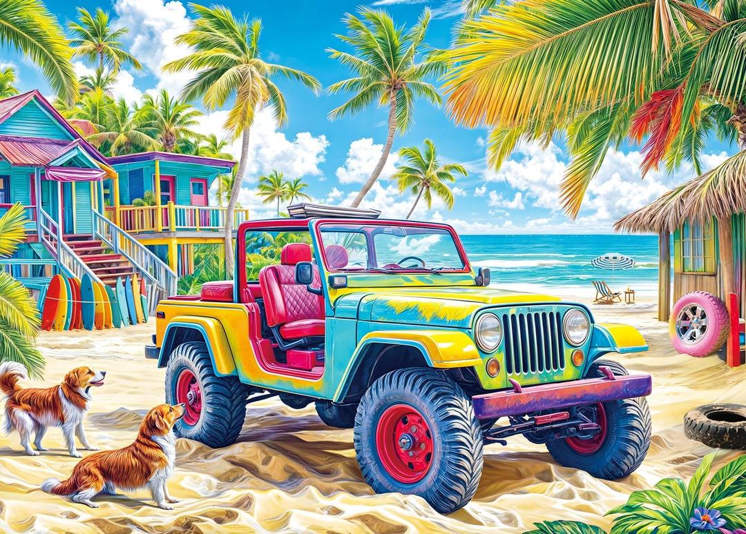 Jigsaw Puzzles for Adults 1000 Piece Puzzle for Adults 1000 Pieces Puzzle 1000 Pieces-Colorful Beach Buggy