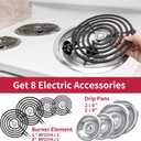 MP22YA Electric Stove Burner Element Replacement Set & W10290350 W10290353 4 Pack Silver Drip Pans - Perfectly Fit Whirlpool Electric Range Stove Top