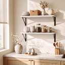 Axeman 18 Inch Floating Shelves, 8 Inch Deep White Wall Shelves Set of 2