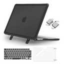 MOSISO Shock-Absorbing Cover Compatible with MacBook Air 13 inch Case 2026-2022 M5 A3449 M4 A3240 M3 A3113 M2 A2681, 4 in 1 Kit Anti-Crack Hard Shell with Kickstand for MacBook Air 13.6, Black