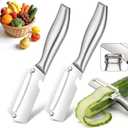 2 x 3-in-1 Stainless Steel Vegetable Peeler & Julienne Cutter with Bottle Opener - Multifunctional Kitchen Gadget for Fruits, Veggies, Camping & Daily Home Cooking(2-Pack) stainless steel