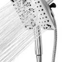 Shower Head with Handheld High Pressure, Rain Shower Head with Fixed Showerhead and 9 Sprays Handheld Shower, Detachable 2-IN-1 Shower head with 59" Rotatable Stainless Steel Hose (Brushed Chrome)