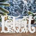 Let It Snow Decorations, Snow Wooden Winter Table Centerpiece Sign, Tiered Tray Decor for Christmas Winter Holiday Home Office Decor (Retro)