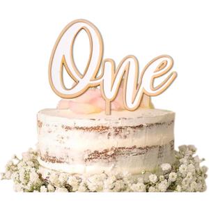 VANGNING White One Cake Topper - First Birthday Cake Topper - One Cake Topper - Cake Smash (white one CT)