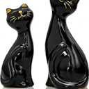 2pcs Black Cat Figurines and Statues for Home Decor - Black Cat Figurine for Cat Lovers