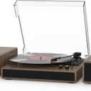 Vinyl Record Player with Dual Stereo Bookshelf Speakers Vintage Turntable with Bluetooth Wireless Playback Belt Drive 3-Speed Playback Record Player Support RCA Out Auto Stop