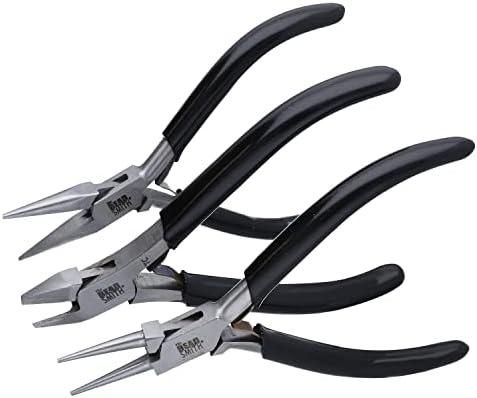 The Beadsmith Precision Series Pliers Set – 3-Piece Kit: Chain Nose, Round Nose and Flush Cutter with Tungsten Carbide Blades – Make Bracelets, Necklaces & Earrings – Tools for Jewelry Making