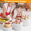 4Pcs Buffet Risers, Food Risers for Buffet Table, Foldable Food Display Riser, White Cardboard Cylinder Cake Cupcake Stands for Show Catering Desserts, Foods, Jewelry