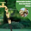 Garden Expandable Hose Repair Kit,Flexible Hose Fittings Brass Faucet Hose Adapter Collapsible Garden Hose End Replacement,3/4 Inch GHT Male and Female Quick Connector Water Hose Extender,1 Set