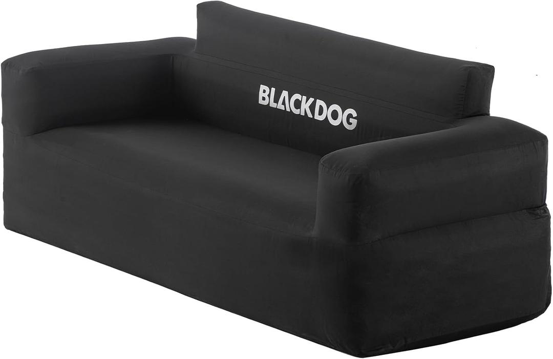 BLACKDOG 2-Person Inflatable Camping Sofa with Built-in Rechargeable Pump, 660lbs Heavy Duty Air Couch, Portable 300D Oxford Fabric Blow Up Loveseat for Outdoors, Backyard, Beach & Indoor Lounge, Full