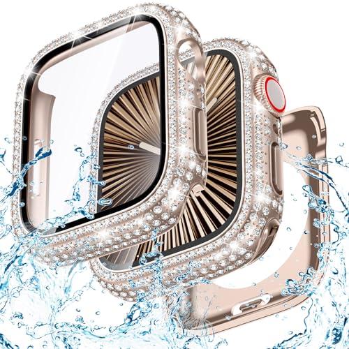 Amazon.com: Goton 46mm Waterproof Bling Case for Apple Watch Series 11 & 10 Screen Protector 46 mm, Sparkling PC Front Bumper & Hollow Back for iWatch Cover, Splash-Resistant, Easy Install : Cell Phones & Accessories