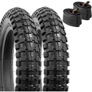 YunSCM 2-PCS 12" Kid Bike Tires 12x2.40/64-203 and 12/12.5" Heavy Duty Bike Tubes CR202 Angled Valve Compatible with Mountain Bike 12x2.35 12 x 2.40 Bike Bicycle Tires and Tubes (Y-1091)