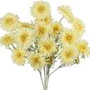 CISDUEO 4 Pcs Artificial Wildflowers Bulk Spring Decor Yellow Fake Cosmos with Long Stem Silk Flower Mums Chrysanthemum Faux Flowers Arrangements for Wedding Bouquet Table Centerpiece Outdoor Cemetery