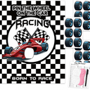 Racing Car Party Games, Pin The Wheel on The Cars Game for Monster Truck Wheels Car Speed Birthday Party Decorations Supplies