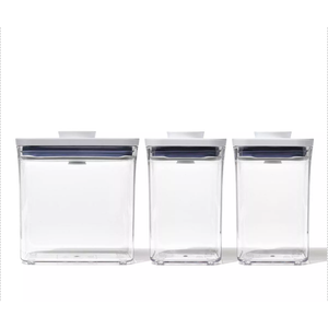 OXO POP 3pc Plastic Food Storage Container Set Clear: Air Tight Seal, Dishwasher-Safe