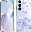 for Samsung Galaxy A26 Case Flowers [Buffertech 6.7ft Military-Grade Drop Protection] [Anti Peel Off Tech] Clear TPU Bumper 5G Phone Case Cover DesignDragonflies