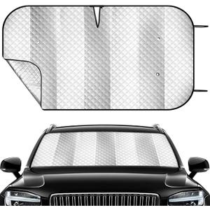 Windshield Sun Shade Car Sun Shade, Folding Car Shades for Front Windows, Blocks UV Rays Sun Visor Protector for Truck SUV Van, Keeps Vehicle Cool - Silver (55" x 27.5")