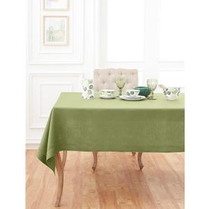 Solino Home Linen Tablecloth 60 x 144 Inch - Classic Hemstitch 100% Pure Linen Moss Green Table Cloth for Rectangle Tables - Machine Washable Tablecloth for Summer