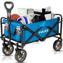 4324 Blue Wagon Cart Foldable with All-Terrain Wheels, Collapsible Wagon with...