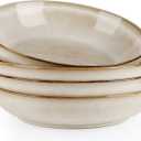 AmorArc 8.5'' Large Pasta Bowls, 36oz Ceramic Salad Serving Bowls Set of 4 for Kitchen, Wide Stoneware Bowls for Pasta,Salad,Fruit,Bread, Microwave Safe, Cappuccino