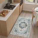 Madane 8x10 Area Rugs for Living Room, Non-Slip Vintage Washable Rug, Blue