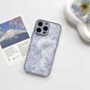 2 x NITITOP Compatible with iPhone 16 Pro Max Case Cute Aesthetic Floral Flower Vintage Rose Pattern Matte Clear Women Girl Full Camera Lens Slim Hard PC Shockproof Pritective Cover - Blue