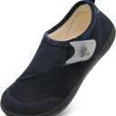 LeIsfIt Slippers for Men Wide House Shoes Adjustable Diabetic House Slippers Arthritis Edema Slipper Shoes Indoor Outdoor Navy Size 9 (L)