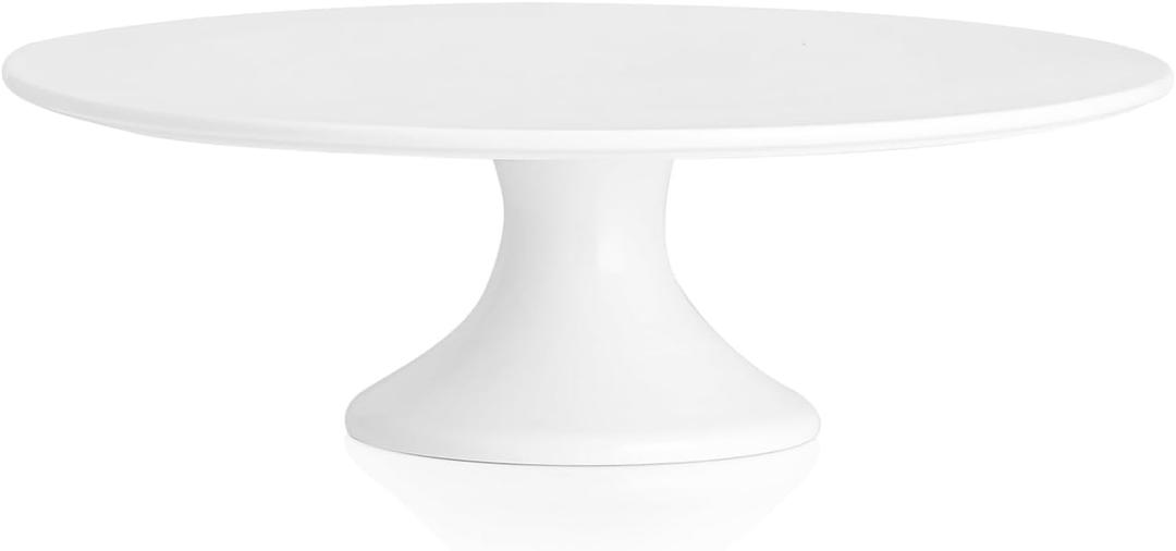 Kanwone 12-Inch Porcelain Round Cake Stand, Cake Plate, Dessert Stand, Cake Stand for Party, Home Decorating Stand, White