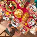 100 Pieces Christmas Paper Plates and Napkins Set Christmas Disposable Tableware Set Santa Claus Paper Plates Napkins Cups for Xmas Merry Christmas Party Supplies, Serves 25 (Red)