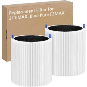 2 Pack 311i Max Replacement Filter, Compatible with Blue Pure 311i Max Air Purifier,Ture HEPA Filter Compare to Blue Pure F3-MAX