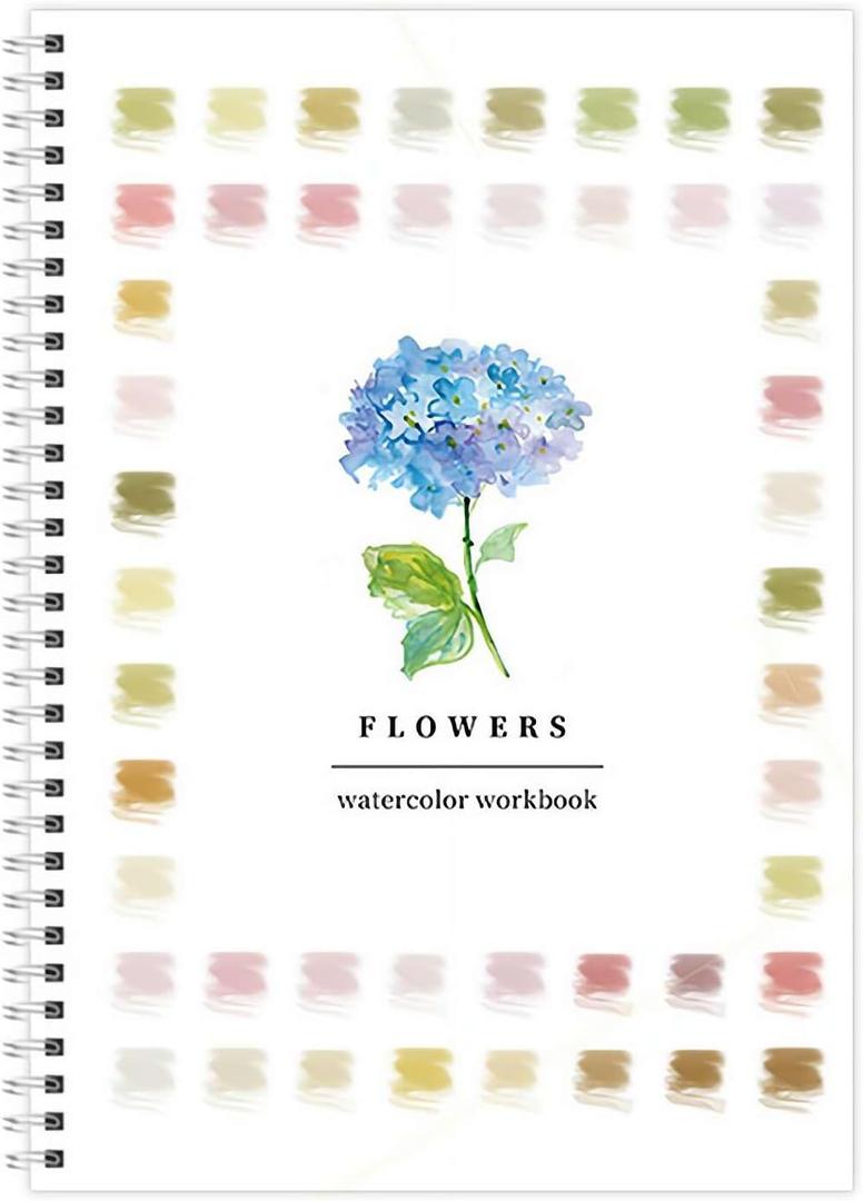 Watercolor Workbook, Water Coloring Book, Watercolor Paint Set, Beginner-Friendly WatercolorWorkbooks, with 12 Colors Watercolor Paint Set with Paint Brush, Watercolor Book for Adults(Flower B)