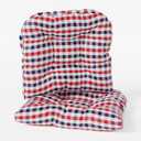 Klear Vu Gripper Overstuffed Universal Non-Slip Dining Chair Cushions for Kitchen Decor or Office Use, U-Shaped Skid-Proof Seat Pad, 15x15 Inches, 2 Count (Pack of 1), Gingham Red White Blue