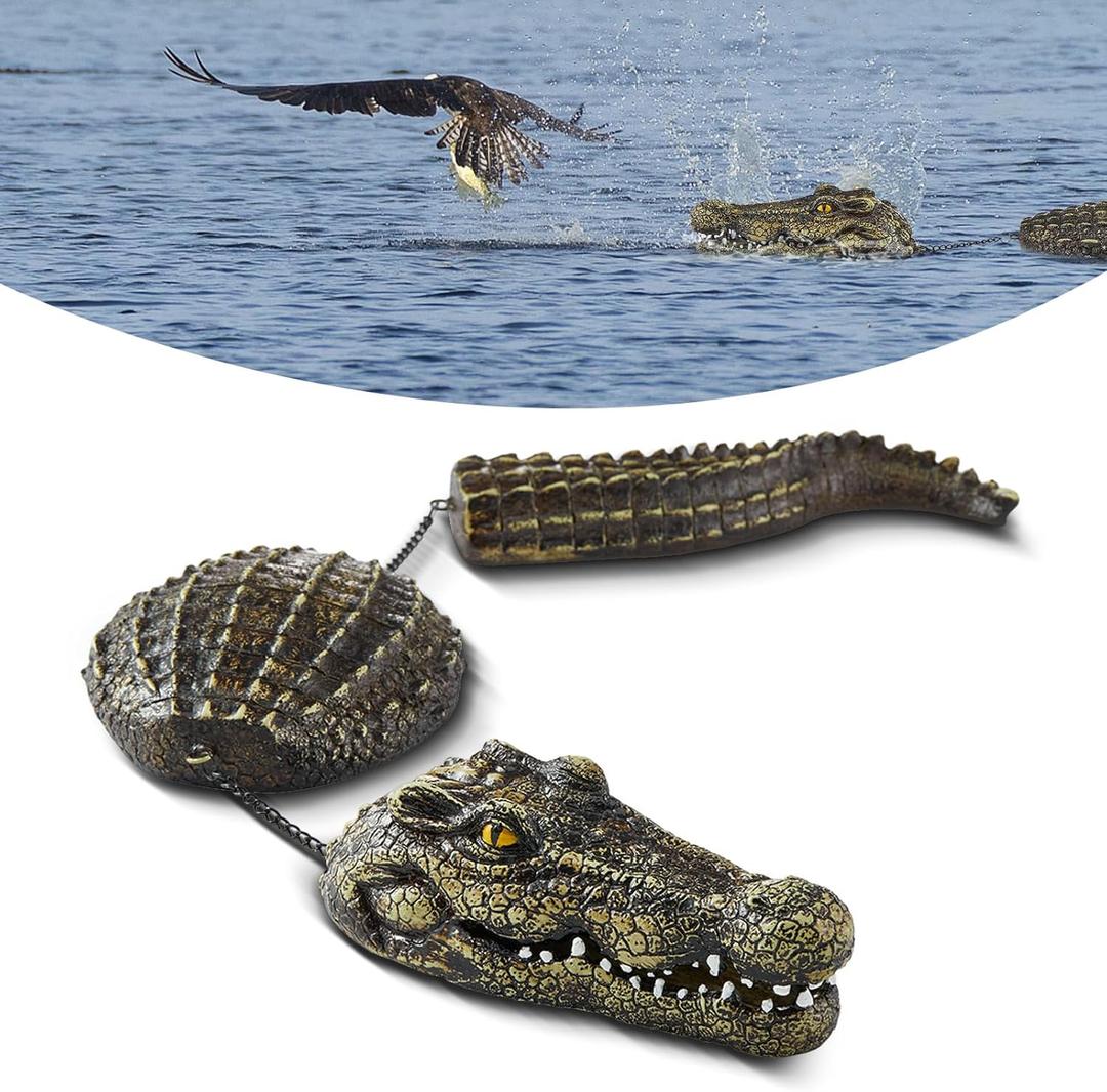 Floating Alligator Bait, 3-Section Simulated Floating Alligator, Pond Floating Alligator Bait for Garden Pond Backyard Decoration (Small Size Model)