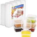 2 oz Plastic Containers with Lids (200pack), Disposable Condiment Containers with Lids, Portion Cups for Sauce, Jello Shot, Souffle (Square)