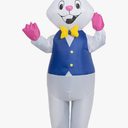 Easter Bunny Costume Adult Inflatable Bunny Suit Blow Up Rabbit Outfit for Women Mens Easter Cosplay Party, Suitable For 63" - 75" Tall 