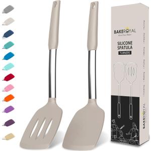 Silicone Spatula Set - Turner Spatulas Silicone Heat Resistant 600F - Slotted & Solid Silicone Spatulas for Cooking Fish, Eggs, Pancakes Flipper  Silicone Cooking Utensils Set  Mist