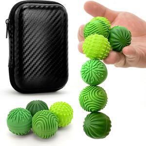 Magnetic Stress Fidget Balls for Adults Teens  8pcs Sensory Magnetic Silicone Balls Desk Toy for Office, Silent Fidgets Roller Toy for Stress Relief | Large 4 Texture Magnet Toys with Organizer Box (Emerald)